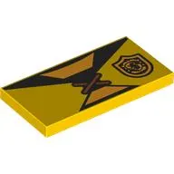 Tile 2 x 4 with Yellow Tunic, Bright Light Orange/Dark Green Striped Shirt print