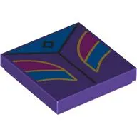 Tile 2 x 2 with Jacket, Blue/Magenta Shapes, Gold Trim print