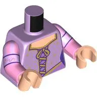 Torso, Dress, Gold Laces, Trim, Stars, Medium Lavender Skirt, print, Bright Pink Arms, Light Nougat Hands