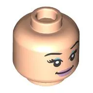Minifig Head Karina, Metallic Blue Eyeshadow, Metallic Pink Lips, Lopsided Smile / Smile print