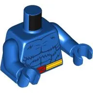 Torso, Dark Blue Fur, Yellow Belt, Red Belt Buckle with X print, Blue Arms and Hands