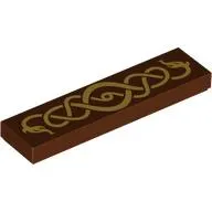 Tile 1 x 4 with Gold Coiling Snakes print