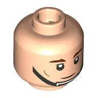 Minifig Head Rebel Trooper, Reddish Brown Eyebrows, Black Chin Strap, Closed Mouth / Angry Frown Print