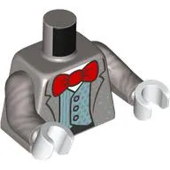 Torso Jacket, Silver Blue Jacket, White Shirt, Red Bow Tie print, Flat Silver Arms, White Hands