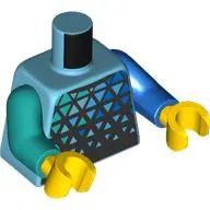Torso, Black Triangles print, Odd Arms, Left Blue Arm, Right Dark Turquoise Arm, Yellow Hands
