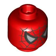 Minifig Head Spider-Man, Silver Webs, Black/White Eyes