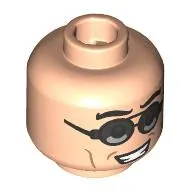 Minifig Head Otto Octavius, Black Glasses with Silver Glass, Mean Grin / Angry