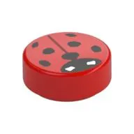 Tile Round 1 x 1 with Ladybug print