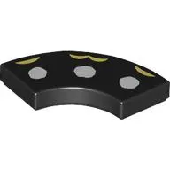 Tile 2 x 2 Curved, Macaroni with 3 White Dots, Bright Light Yellow Shapes print