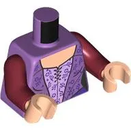 Torso, Medium Lavender Dress, Lavender Decorations print, Dark Red Arms, Light Nougat Hands