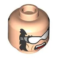 Minifig Head Wolverine, Sideburns, Stubbled Beard, Angry / Scowling, White Goggles print