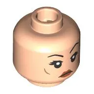 Minifig Head Hermione Granger, Dark Brown Eyebrows, Freckles, Water Spots / Bellatrix Face, Dark Brown Eyebrows, Dark Orange Lips