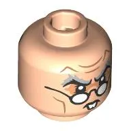 Minifig Head Bogrod, Light Bluish Grey Eyebrows, Nougat Eyeshadow, Low Glasses, Bucked Tooth / Black Eyebrows, Stains, Broken Glasses
