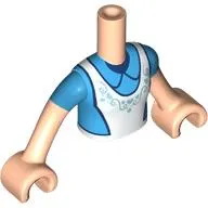 Minidoll Torso Girl with White Apron, Dark Azure Shirt, Dark Blue Trim print, Light Nougat Arms with Hands