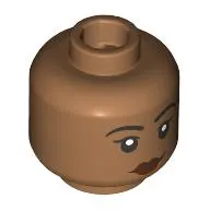 Minifig Head Helen Lasichanh, Black Eyebrows, Dark Red Lips