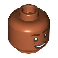 Minifig Head Reddish Brown Eyebrows, Smirk/Open Mouth Smile