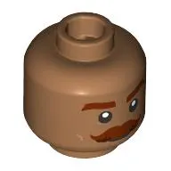 Minifig Head, Thich Dark Red Eyebrows, Mustache
