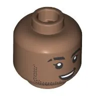 Minifig Head Black Eyebrow with Cut, Stubbled Beard, Smile, Open Mouth/Closed Mouth