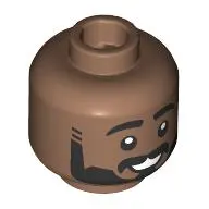 Minifig Head Thick Black Eyebrows, Beard, Smile, Straight/Raised Eyebrows