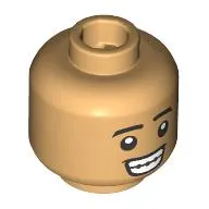 Minifig Head Black Eyebrows, Big Grin, Braces/Lopsided Smirk