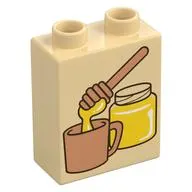 Duplo Brick 1 x 2 x 2 with Bottom Tube, Honey Jar, Dripper, and Mug Print