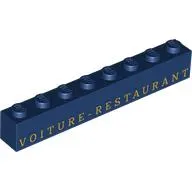 Brick 1 x 8 with Gold 'VOITURE - RESTAURANT' print