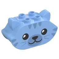 Duplo Brick 2 x 4 x 2 Ears and Pointed Ends with Cat Face Print