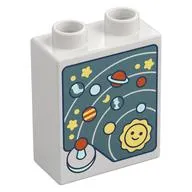 Duplo Brick 1 x 2 x 2 with Bottom Tube, Solar System and Stars Print