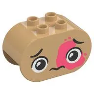 Duplo Brick 2 x 4 x 2 Rounded Ends with Sad Face, Dark Pink Markings Print
