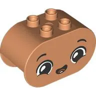 Duplo Brick 2 x 4 x 2 Rounded Ends with Very Happy Face, Open Mouth Smile with Tooth Print