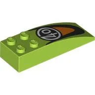 Brick Curved 6 x 2 with White '40' in Circle, Orange/Black Logo print