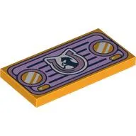 Tile 2 x 4 with Car Front with Headlights, Grille, Horse and Horseshoe Print