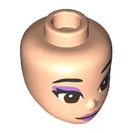 Minidoll Head with Black Eyebrows, Lavender Eyeshadow, Lips, Reddish Brown Eyes