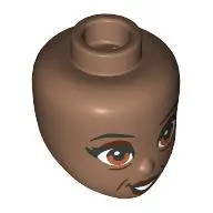 Minidoll Head Thin Black Eyebrows, Dark Red Eyeshadow, Lips, Brown Eyes, Wrinkles