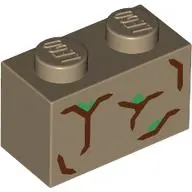 Brick 1 x 2 with Dark Brown Bark, Green Leaves print