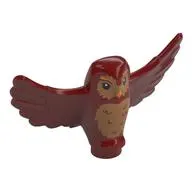 Animal, Bird, Owl Small with Open Wings with Dark Tan Chest, Face, Bright Light Orange Beak print