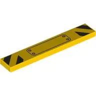 Tile 1 x 6 with Warning Stripes, Ribbited Plate print