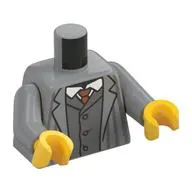 Torso Striped Suit Jacket, Dark Bluish Grey Vest, White Shirt, Sand Red Tie print, Light Bluish Gray Arms, Yellow Hands