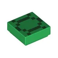 Tile 1 x 1 with Dark Green Squares / Pixelated Turtle Shell print
