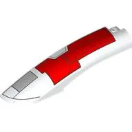 Brick Round, Curved 10 x 2 x 2 with Rounded End Left with Red Armor Plating print
