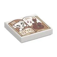 Tile 2 x 2 with Book, White Dog, Musical Notes, Guitar print