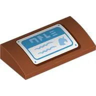 Brick Curved 2 x 4 x 2/3 No Studs with White Sign, Dark Azure Header, Scribbling, Appel print