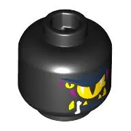 Minifig Head Sneak, Large Yellow Angry Eye, Small Yellow Eye, Magenta and Dark Blue Lines Print