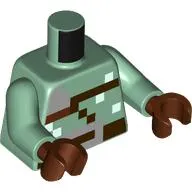 Torso, Pixelated Dark Brown Strap, Belt, Silver Belt Buckle print, Sand Green Arms, Reddish Brown Hands