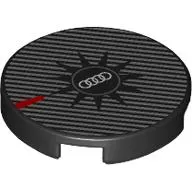 Tile Round 2 x 2 with Silver Stripes, Audi Logo print