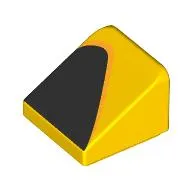 Brick Sloped 30° 1 x 1 x 2/3 with Black Triangle print