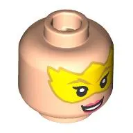 Minifig Head Electro, Yellow Mask, Coral Lips, Open Mouth Smile
