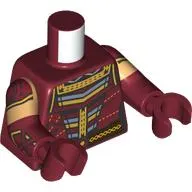 Torso, Dual Molded Arms, Gold/Sand Blue/Dark Red Native Decorations print, Warm Tan Sleeves Pattern, Dark Red Arms and Hands