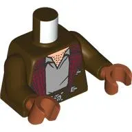 Torso, Jacket, Dark Red Lining, Silver Clasps, Light Bluish Grey Shirt, Light Nougat Chest print, Dark Brown Arms, Dark Orange Hands