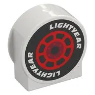 Duplo Brick 1 x 3 x 2 Round Top, Cut Away Sides with Black Tire, Red Rim, 'LIGHTYEAR' print